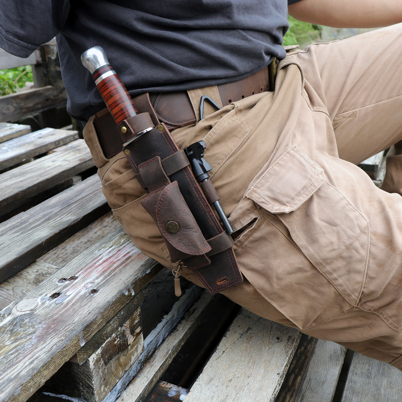 Tourbon Camping Leather thKnif - Bushcraft Knife Fixed reseña y precio