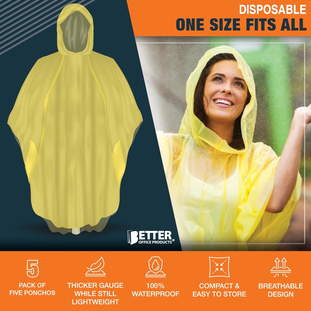 Disposable Yellow Rain Ponchos - Emergency Poncho Rain reseña y precio