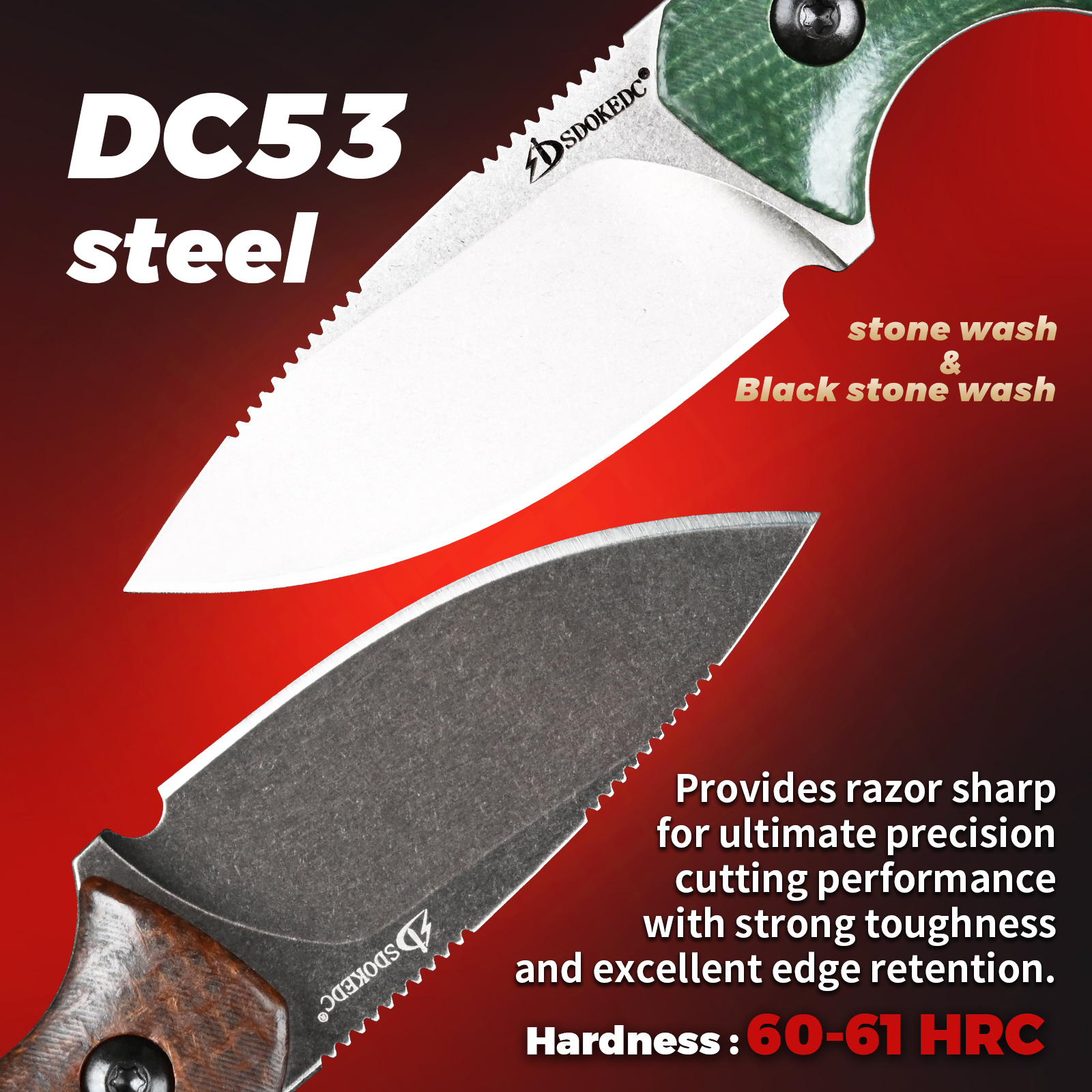 Premium SDOKEDC DC53 Steel EDC - Bushcraft Knife Fixed reseña y precio