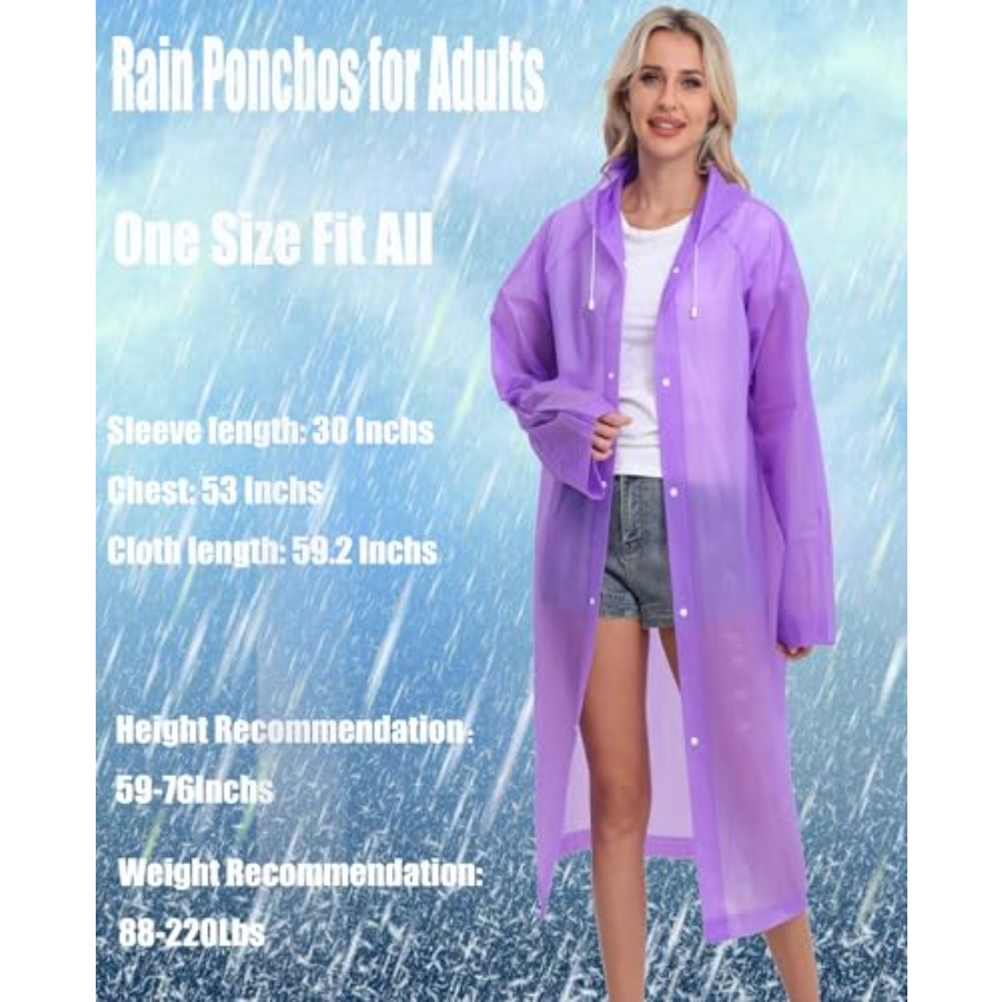 2-Pack Reusable Rain Ponchos f - Emergency Poncho Rain reseña y precio