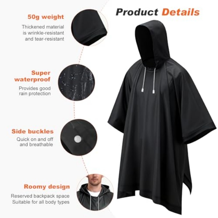 8 Pack Hooded Rain Ponchos for - Emergency Poncho Rain reseña y precio