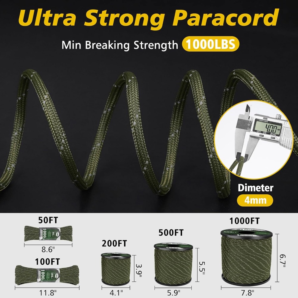 Reflective Paracord 1000lb, 50 - Para Cord 1000Ft reseña y precio
