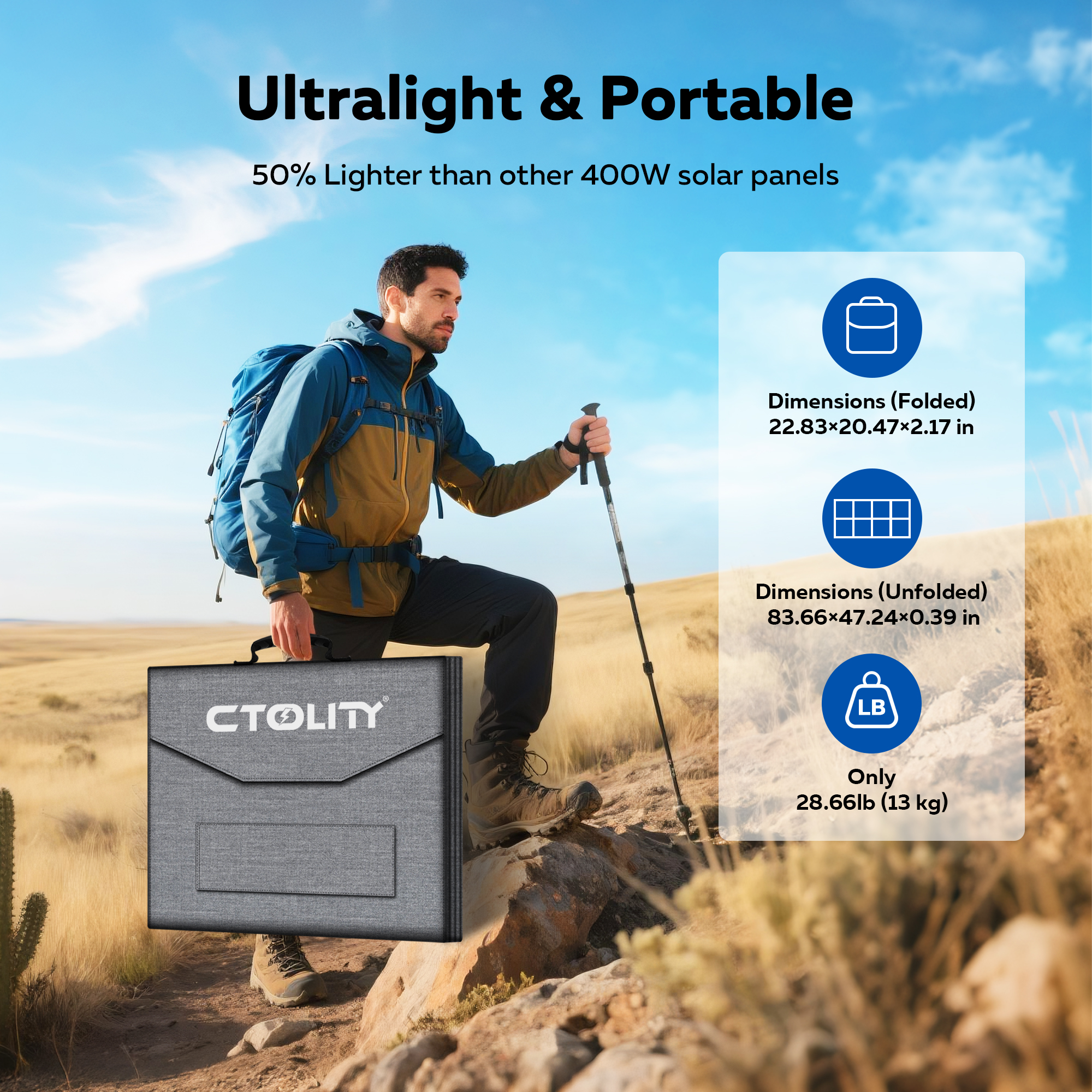 CTOLITY SP400 Portable Solar P - Solar Emergency Charger reseña y precio