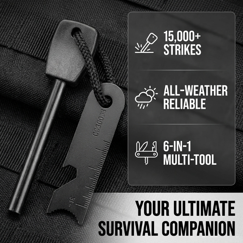 Multi-Function Wooden Handle M - Magnesium Fire Starter reseña y precio