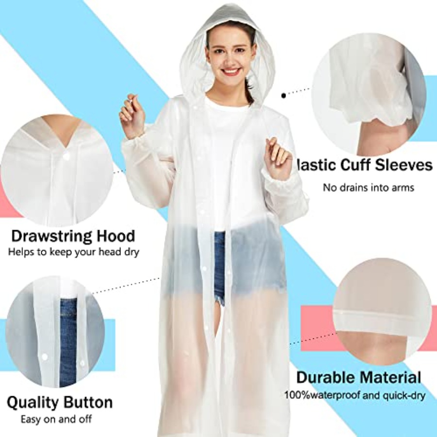 2 Pack Waterproof Rain Ponchos - Emergency Poncho Rain reseña y precio