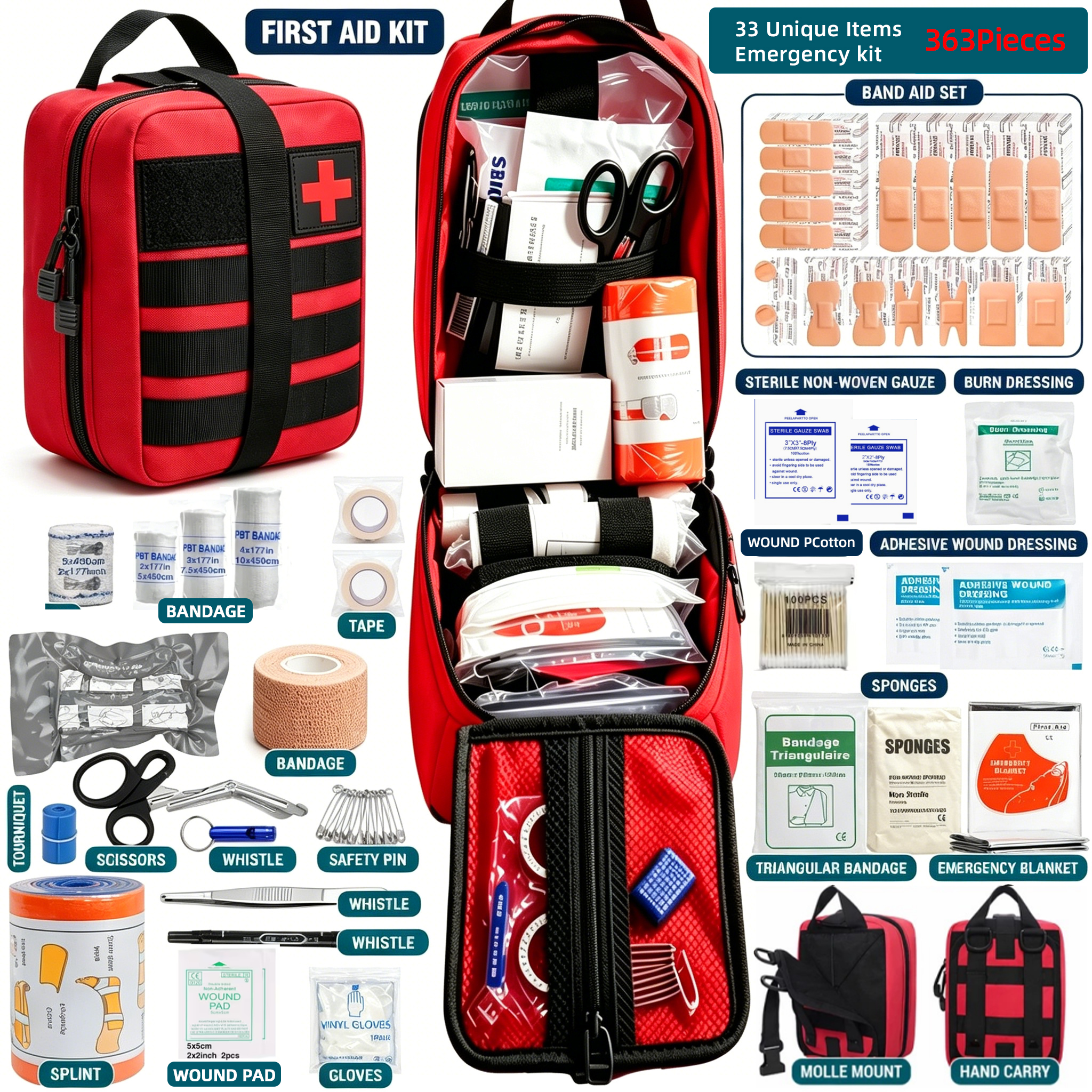 363pcs First Aid Kit Bag All P - Bivy Bag Emergency reseña y precio