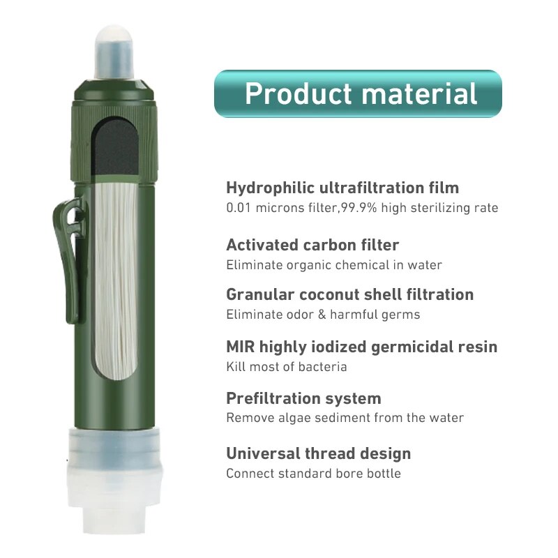 Outdoor Mini Filter Straw Set  - Water Purification Straw reseña y precio