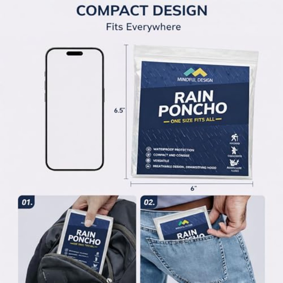 Mindful Design Rain Ponchos wi - Emergency Poncho Rain reseña y precio