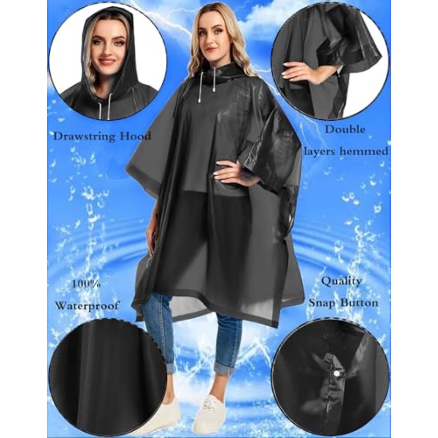 2 Pack Rain Ponchos for Adults - Emergency Poncho Rain reseña y precio