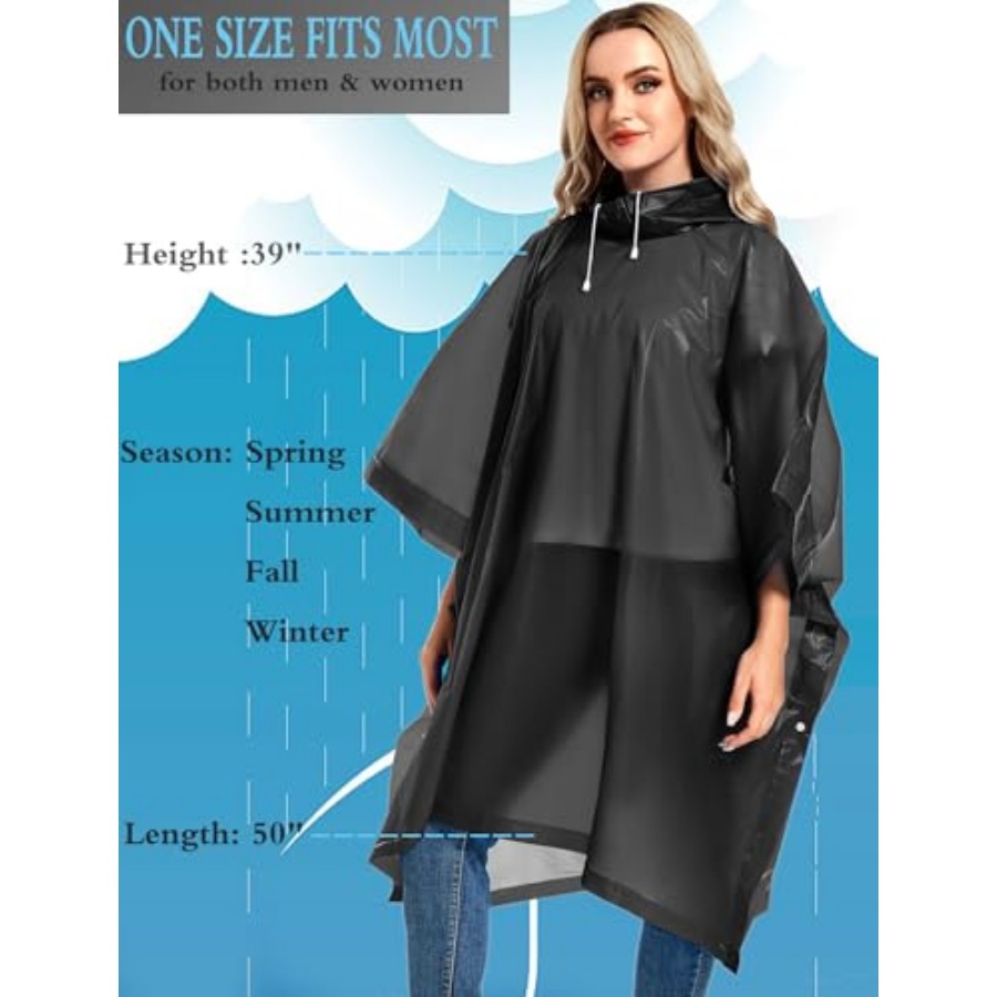 2 Pack Rain Ponchos for Adults - Emergency Poncho Rain reseña y precio
