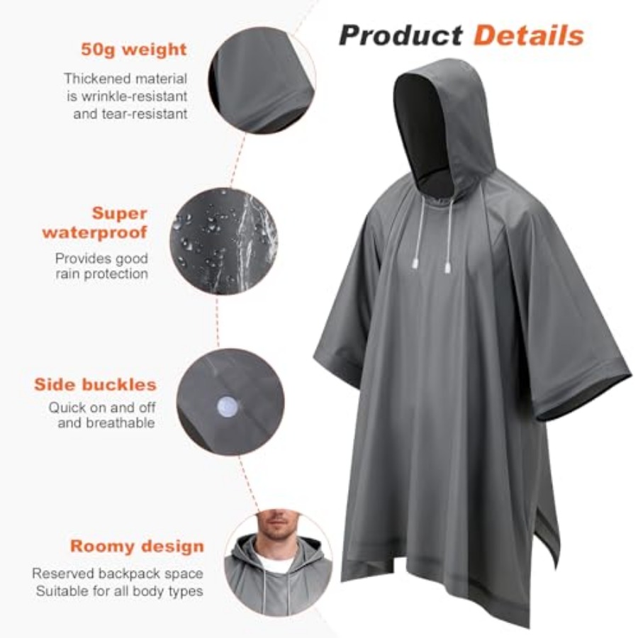 8 Pack Hooded Rain Ponchos for - Emergency Poncho Rain reseña y precio