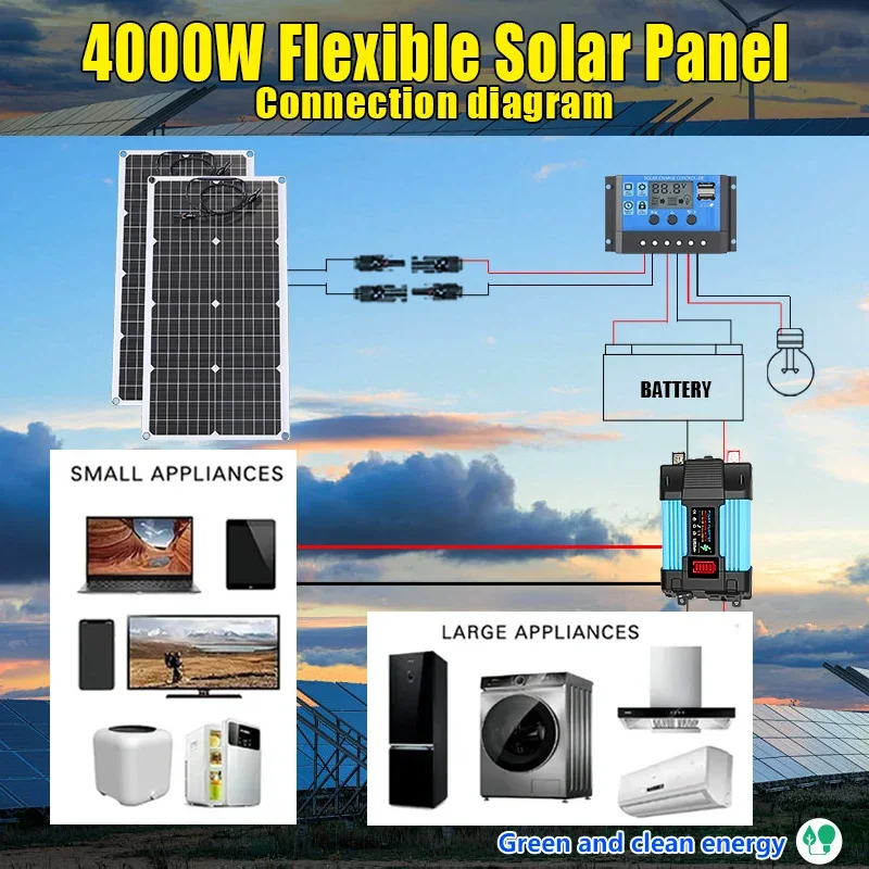 4000W Solar Panel Kit 12V To 1 - Solar Emergency Charger reseña y precio