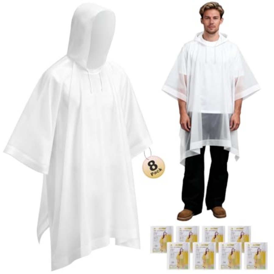 8 Pack Hooded Rain Ponchos for - Emergency Poncho Rain reseña y precio