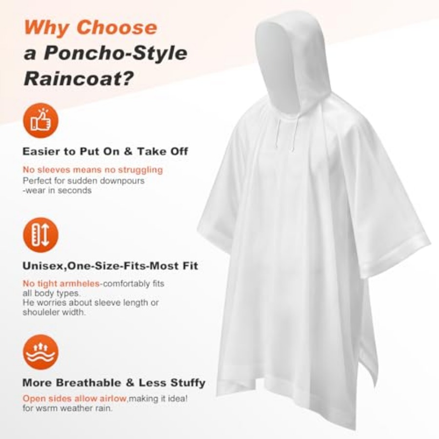 8 Pack Hooded Rain Ponchos for - Emergency Poncho Rain reseña y precio